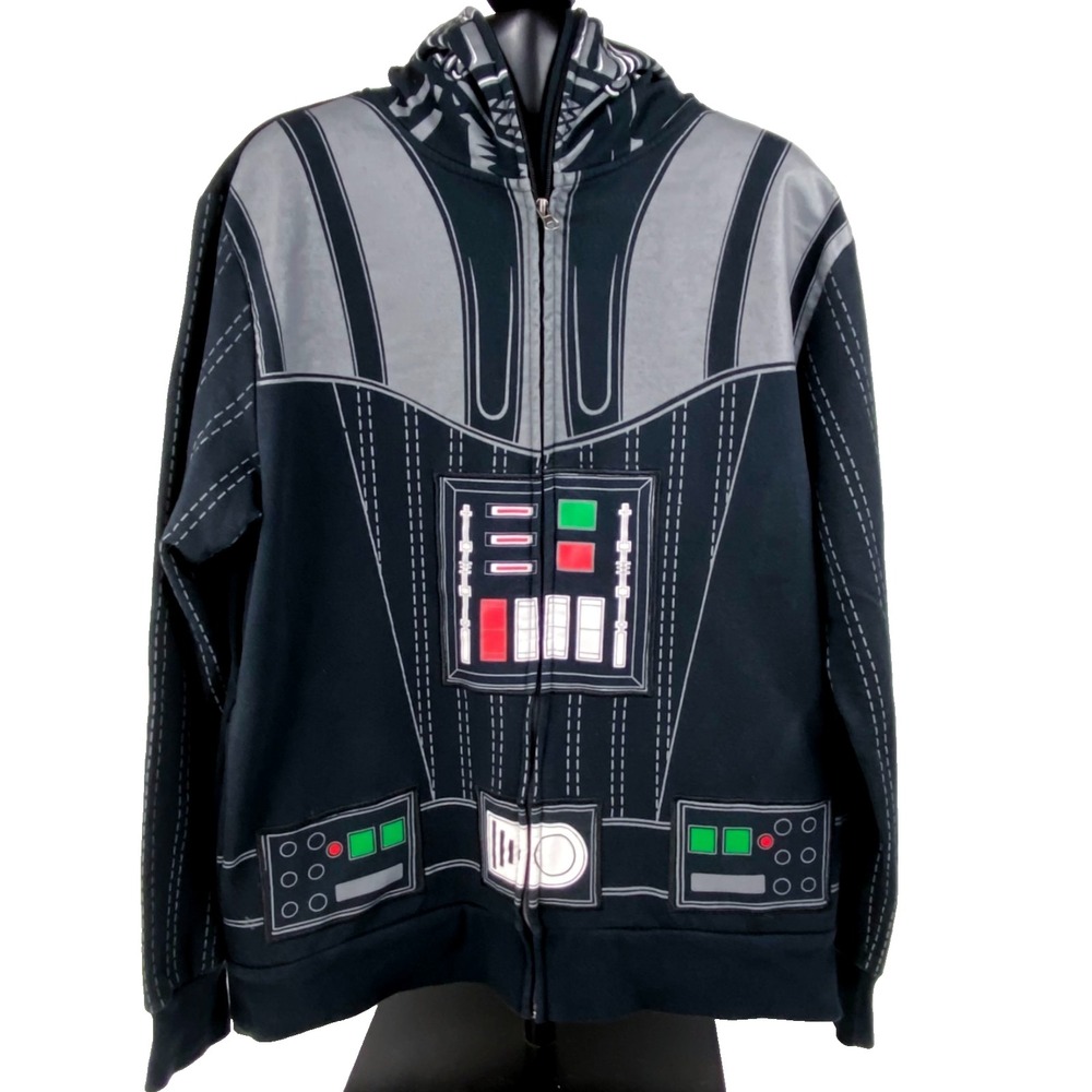 Star Wars Darth Vader Full Zip Hoodie Mens M Costume Sweatshirt Jacket with Mask
